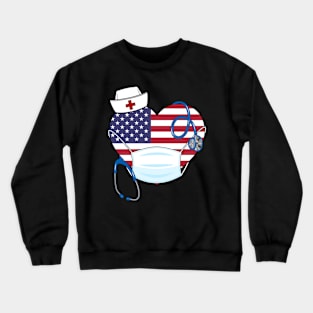 American Flag Nurse Stethoscope Heart Crewneck Sweatshirt